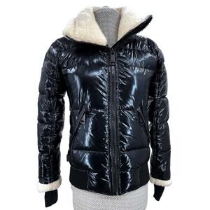 SAM. Ellie Down Jacket Caviar Black Puffer Bomber Shearling Outdoors Coat XS